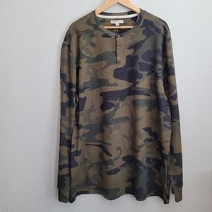 Frye & co. Men's Henley Sweatshirt 3XLT Multicolor Cotton Camouflage Long Sleeve